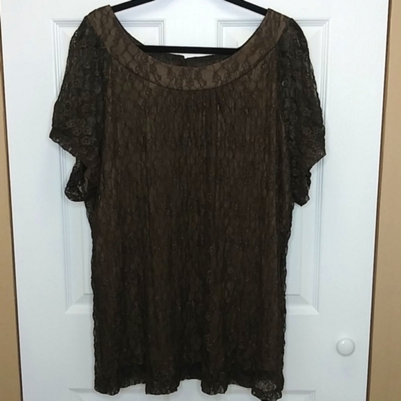 Lane Bryant Lace Overlay Top‎ - Picture 1 of 8